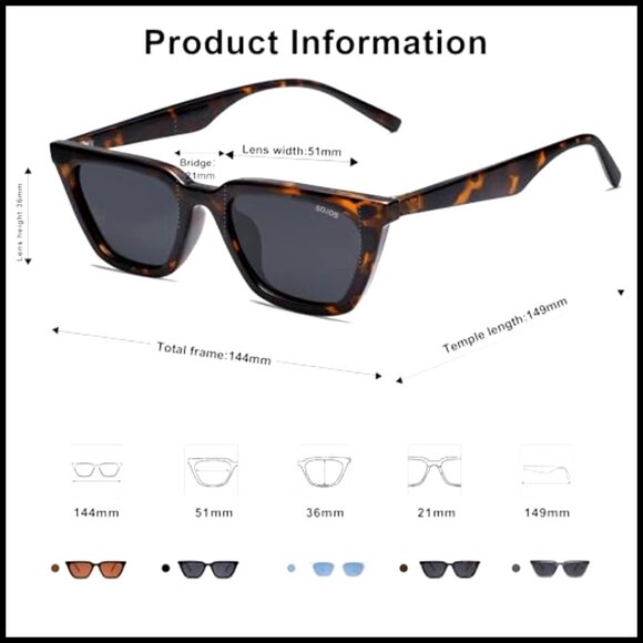 Polarized Square Cateye Sunglasses UV400 Protection Driving Fashion